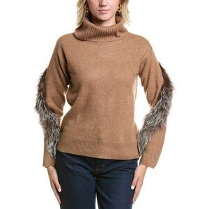 Meir Womens  Cowl Cashmere Sweater, Brown
